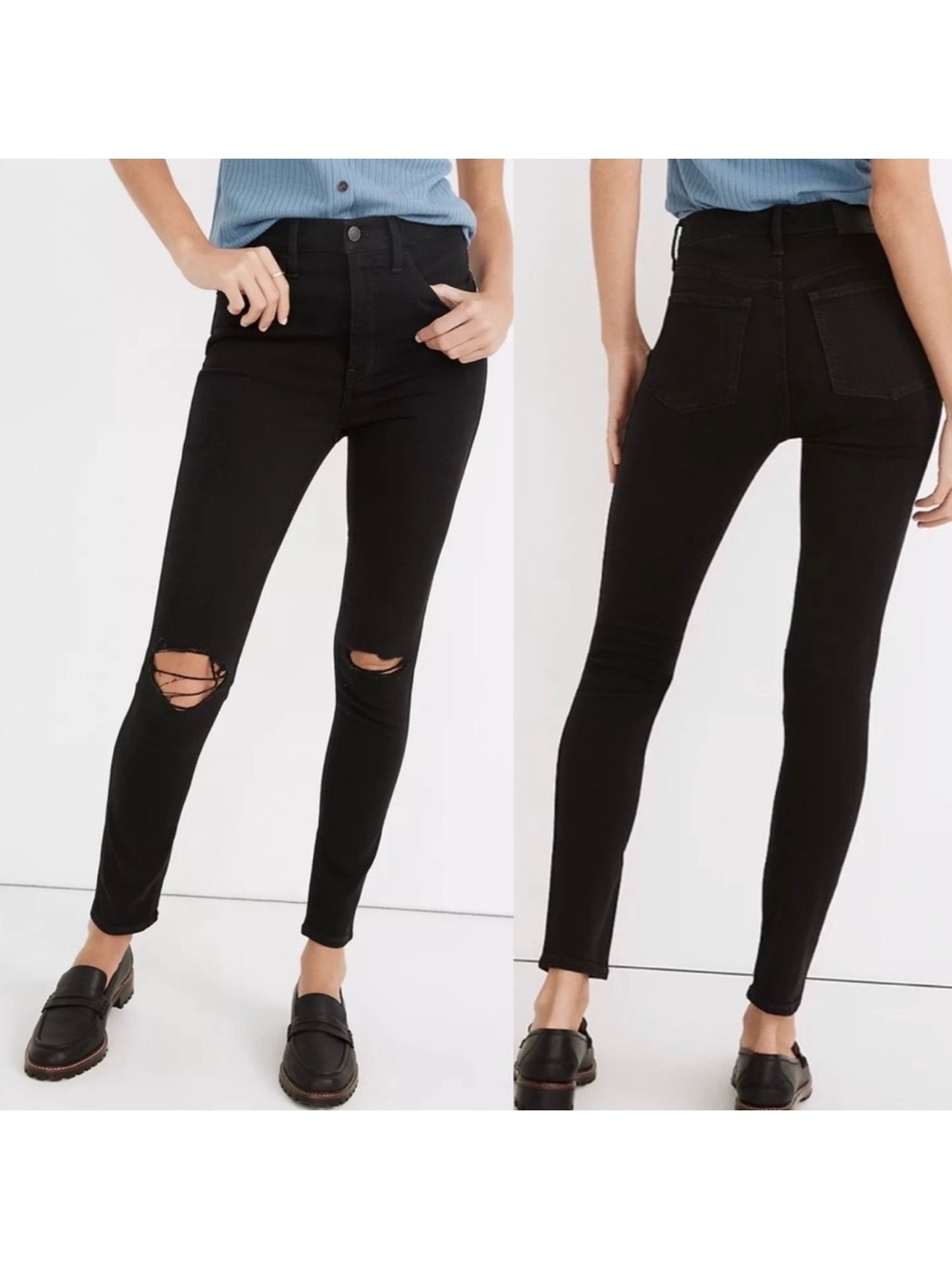 Madewell 10" High-Rise Roadtripper Supersoft Jeans: Davie Wash: Knee-Rip Edition